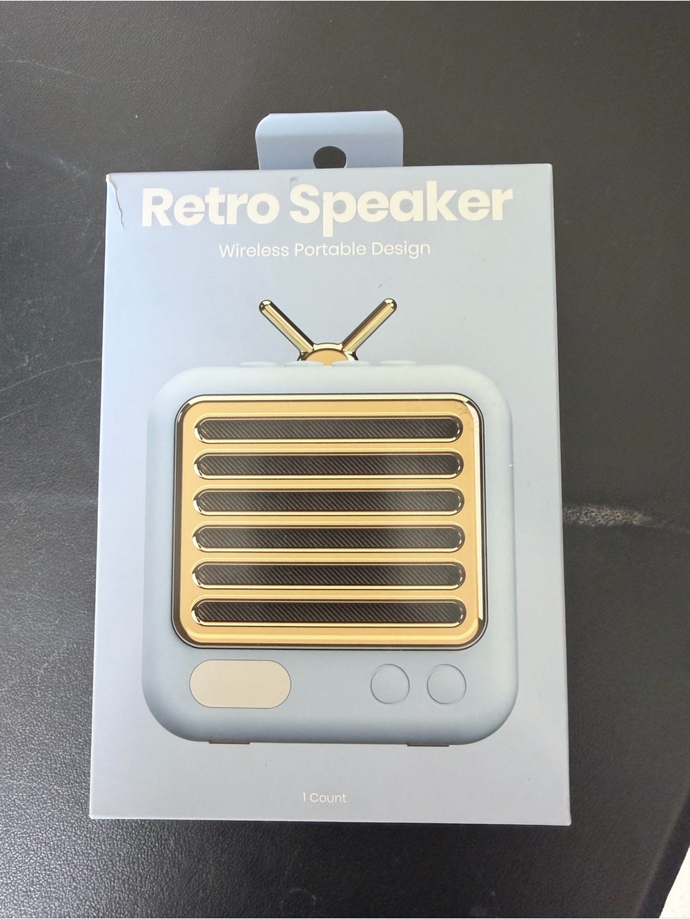 Retro Speaker Wireless Portable Bluetooth Speaker - Light Blue & Gold
